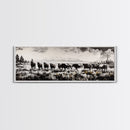 Black And White Wall Art, Framed Canvas Print, Vintage Horse Art, Rustic Wall Art, Extra Wide Art, Moody Art, Western Art, Above Bed Art