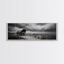 Covered Wagon, coastal cowgirl wall art, rustic decor, farmhouse art, long narrow wall art, framed canvas print, extra wide art