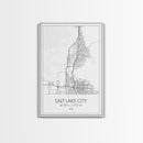 Salt Lake City Street Map, Utah Map, City Map Art, Minimalist Art, Wall Art, Canvas Print, Home Décor Wall Art, Friendship Gift, Travel Art