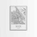 San Jose Street Map, California Map, City Map Print, Minimalist Art, Wall Art, Canvas Print, Girl Graduation Gift, Game Room Wall Art