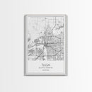 Tulsa Street Map, Oklahoma Map, City Map Print, Modern Wall Art, Wall Art, Canvas Print, Dorm Room Décor, Gift For Husband, Travel Art Print