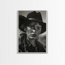 Intense Black and White Portrait of a Female Cowboy for Western Wall Art, Canvas Prints, Rustic Home Decor, Living Room Art, Bedroom Art