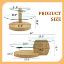 Modern Light Wood Grain Double Layer Coffee Table - Versatile Design, Multiple Colors, MDF and Reinforced Glass, Oval Countertop