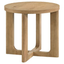 Kessler 2-piece Round Sculptural Wood Coffee Table Set Light Oak