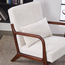 Mid-Century Modern Accent Chair, Arm Chair Living Room Chairs with Pillow Upholstered Reading Chair with Solid Wood Frame & Living Room Bedroom Balcony (beige)