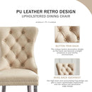Leather Wingback Dining Chairs Set Of 4 Beige Nailhead Trim