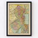 Vintage Map of New Jersey 1909