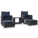 5 Pieces Wicker Patio Furniture Set Outdoor Patio Chairs with Ottomans Conversation Furniture with coffetable for Poolside Garden Balcony