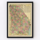 Vintage Map of Georgia 1909