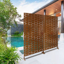 Outdoor & Indoor Privacy Screen Metal Privacy Screen 76' H×48' W, Freestanding Decorative Privacy Screen for Deck Balcony Patio, Privacy Fence Panels for Outside Lawn Garden PS112 BROWN HAMMERTONE