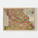 Vintage Map of Missouri 1909