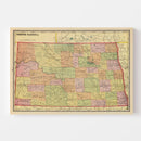 Vintage Map of North Dakota 1909