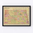 Vintage Map of North Dakota 1909