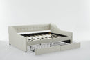 aybed Corner Bed Sofa Bed with Drawers Velvet Upholstered daybed Twin Daybed with Storage, Wood Slat Support (Beige,full,79.9'x58.2'x28.7')