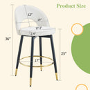 Modern White PU Upholstered Bar Chair with Black Metal Legs, 360° Rotatable, Set of 2