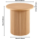 Oak Wood Veneer Tabletop 19.69 Inch Round Coffee Table, Farmhouse Circle Coffee Table MDF Table-top with Metal Base, Sofa Side Table for Living Room, Reception Room