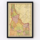 Vintage Map of Idaho 1909