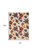 8' X 11' Multicolor Floral Stain Resistant Non Skid Area Rug