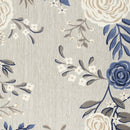 4' X 6' Blue And Grey Floral Stain Resistant Non Skid Area Rug