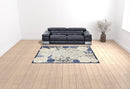 8' X 11' Blue And Grey Floral Stain Resistant Non Skid Area Rug
