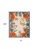 6' X 9' Multicolor Floral Stain Resistant Non Skid Area Rug