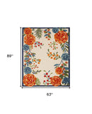 5' X 8' Multicolor Floral Stain Resistant Non Skid Area Rug