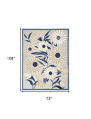 6' X 9' Blue And Grey Floral Stain Resistant Non Skid Area Rug
