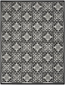 6' X 9' Black And White Fleur De Lis Stain Resistant Non Skid Area Rug