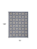 6' X 9' Blue Fleur De Lis Stain Resistant Non Skid Area Rug