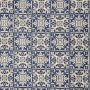 4' X 6' Blue Fleur De Lis Stain Resistant Non Skid Area Rug
