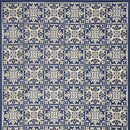 8' X 11' Blue Fleur De Lis Stain Resistant Non Skid Area Rug