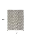 5' X 8' Charcoal Floral Stain Resistant Non Skid Area Rug
