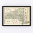Vintage Map of New York 1842