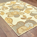 2' X 4' Gray and Ivory Floral Stain Resistant Indoor Outdoor Area Rug