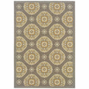 2' X 4' Gray Floral Stain Resistant Indoor Outdoor Area Rug