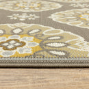 2' X 4' Gray Floral Stain Resistant Indoor Outdoor Area Rug