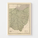 Vintage Map of Ohio 1842