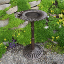 Round Cast Aluminum Metal 30-in Bird Bath with Sunflower Bowl