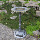 Round Cast Aluminum Metal 30-in Bird Bath with Sunflower Bowl
