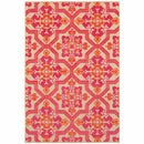 2' x 3' Beige and Black Geometric Stain Resistant Indoor Outdoor Area Rug