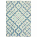 7' x 10' Blue and Ivory Geometric Stain Resistant Indoor Outdoor Area Rug