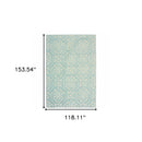 10' x 13' Blue and Ivory Floral Stain Resistant Indoor Outdoor Area Rug