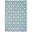 7' x 10' Blue and Ivory Geometric Stain Resistant Indoor Outdoor Area Rug