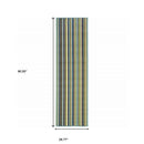 2' X 8' Blue and Green Striped Stain Resistant Indoor Outdoor Area Rug