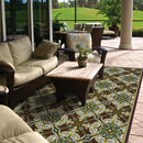 7' x 10' Brown and Ivory Floral Stain Resistant Indoor Outdoor Area Rug