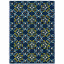 2' X 4' Blue and Green Floral Stain Resistant Indoor Outdoor Area Rug