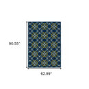 5' x 8' Blue and Green Floral Stain Resistant Indoor Outdoor Area Rug