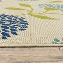 8' x 8' Green and Ivory Round Floral Stain Resistant Indoor Outdoor Area Rug