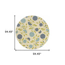 8' x 8' Green and Ivory Round Floral Stain Resistant Indoor Outdoor Area Rug