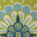 2' X 4' Green and Ivory Floral Stain Resistant Indoor Outdoor Area Rug